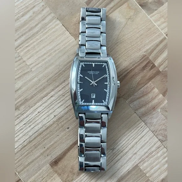 Kenneth Cole Reaction Men’s Watch Blue Rectangular Dial Stainless Steel Bracelet